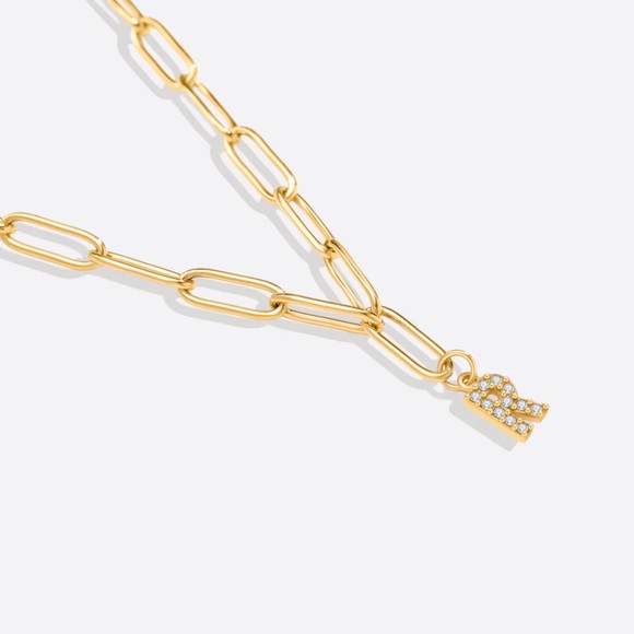 Mint&lily Paperclip Pave Initial Necklace - Picture 1 of 3